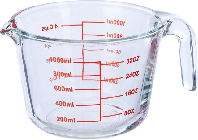 Relaxdays Messbecher aus Borosilikatglas in Transparent Rot mit 1000 ml Fassungsvermögen - Bild 1