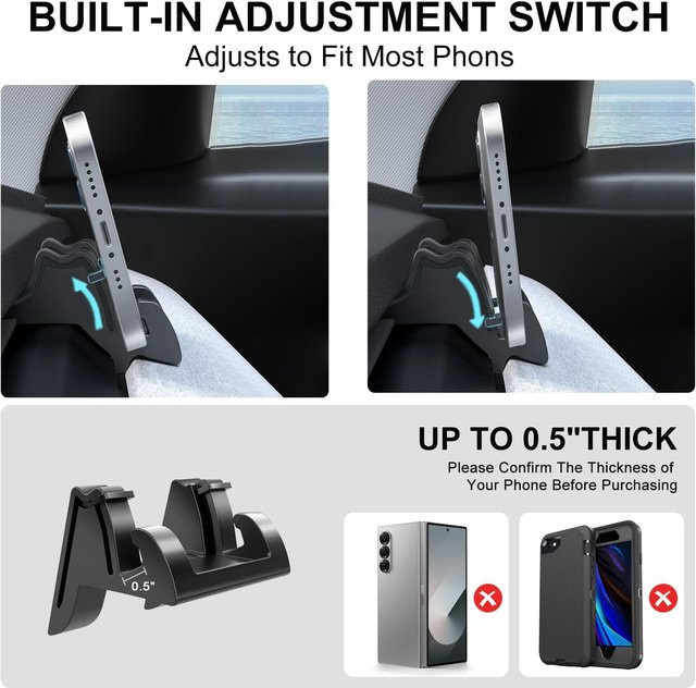 YouGallop Handyhalterung für Tesla Model 3 Highland und Model Y Juniper als Lüftungsclip zur Navigationsstützung, Schwarz - Bild 1