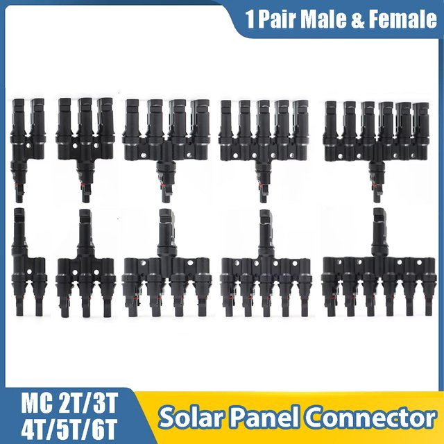 EVSOLAR Solar MC Parallel Splitter Koppler für Photovoltaik PV Panel, 1 Paar, Schwarz, IP67 1000V - Bild 1