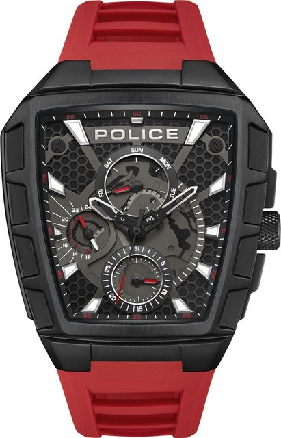 Police Herrenuhr, Quarz, Edelstahl, 46 mm, Silikon, Schwarz, 5 ATM - Bild 1