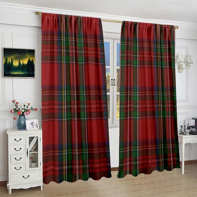 2er-Set karierte Vorhänge aus Polyester von Yiran Furniture, halbtransparent, Mehrfarbig, B: 76,2 cm, H: 165,1 cm - Bild 1