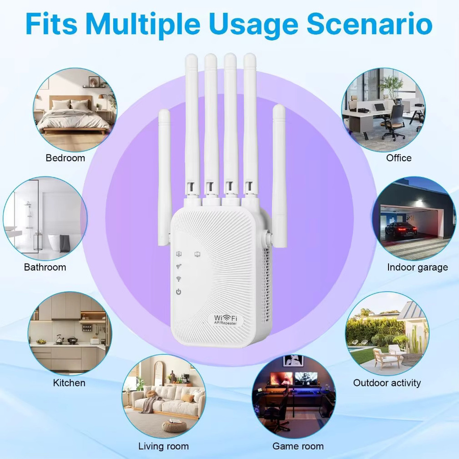 XIKCU Dual-Band Wi-Fi Repeater 1200Mbps WLAN Verstärker in Weiß - Bild 5
