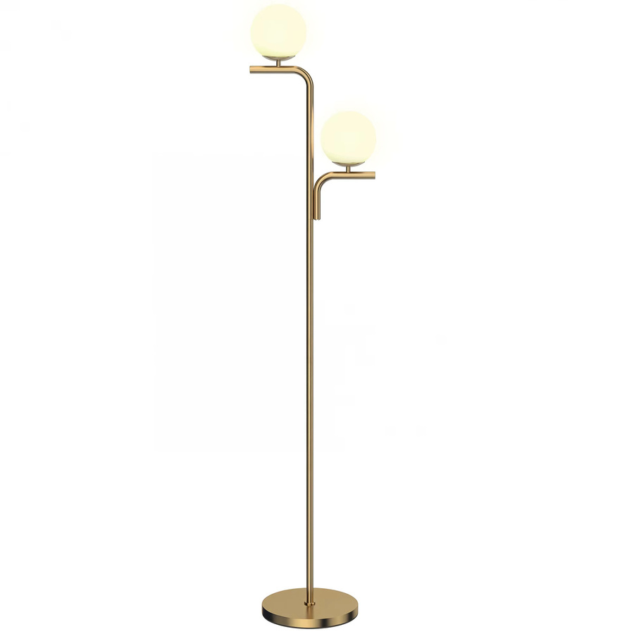 HOMCOM LED Stehlampe in Gold mit Glaskugelschirmen, dimmbar mit 3 Farbtemperaturen und Fußschalter, moderne Stehleuchte für Wohnzimmer, Schlafzimmer oder Büro - Bild 2