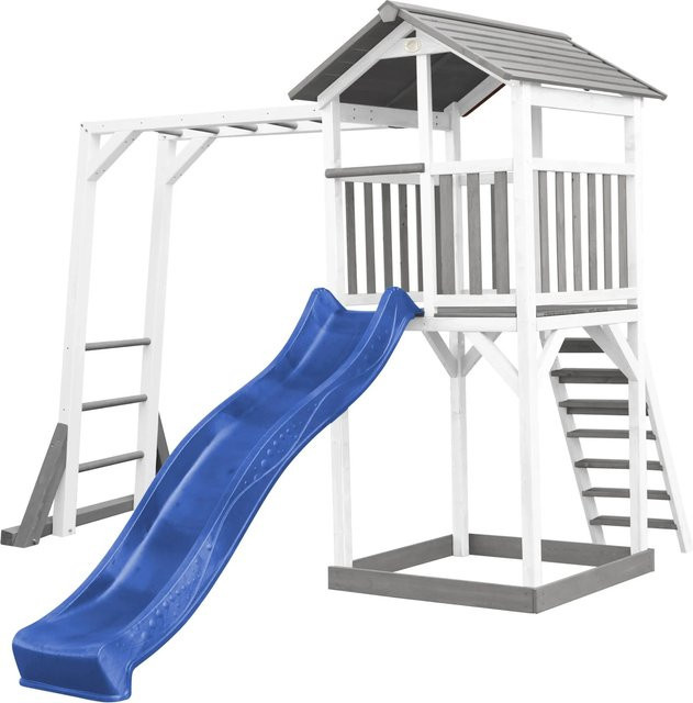 AXI Axi Beach Tower Spielturm mit Klettergerüst und blauer Rutsche - Bild 1