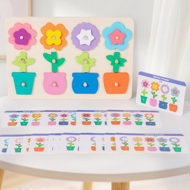 Tlewj Blumen-Puzzlebrett aus Holz, Natur, Bunt / Mehrfarbig - Bild 1