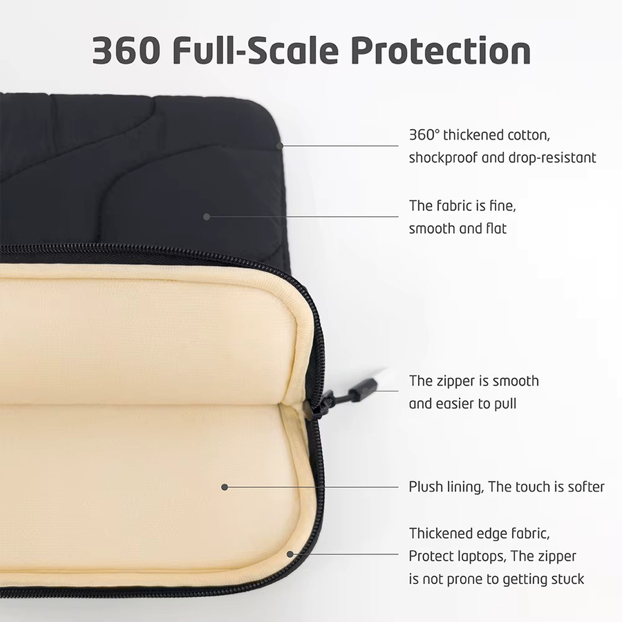 BOKEN Laptop-Schutzhülle für MacBook Air Pro, Dell, HP, Lenovo und andere Notebooks sowie Tablet-Tasche für iPad und Xiaomi, Farbe: Schwarz - Bild 4
