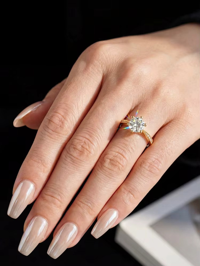 Moissanit-Diamantring, 925 Silber, Damen, Hochzeit, Verlobung - Bild 3
