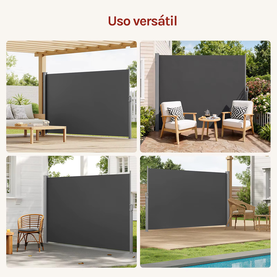 WOLTU Ausziehbare Seitenmarkise aus Aluminium als Outdoor-Sichtschutz und Wasserdichter Sonnen- und Windschutz für Terrasse, Garten oder Balkon, B: 350 cm, H: 160 cm - Bild 4