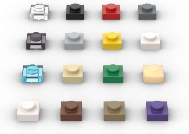 SixBricks MOC 3024 1x1 Platte Bausteine Kit, 10-teiliges Set, Bunt / Mehrfarbig, Schwarz - Bild 1
