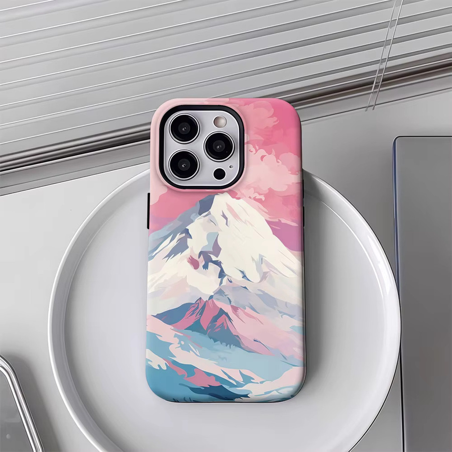 Pink Peak Handyhülle für iPhone 17 16 15 14 13 12 Pro Max Plus mit doppelschichtiger Rückseite in Pink - Bild 2