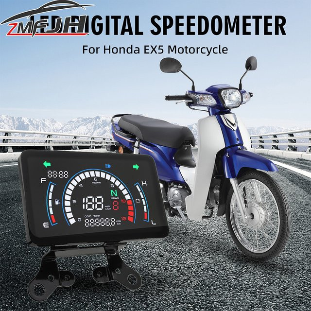 Digitales Motorrad-Armaturenbrett für Honda Ex5 in Schwarz, wasserdichter Tachometer mit Kilometerzähler und Tankanzeige - Bild 1