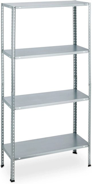 Relaxdays Schwerlastregal aus verzinktem Stahl in Silber, höhenverstellbar, B/T/H: 75,5 x 30,5 x 147,5 cm - Bild 1