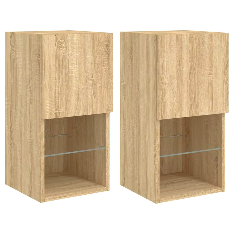 VIDAXL TV-Einheit mit LED-Beleuchtung, 2-teiliges Set, Sonoma-Eiche, B/T/H: 30,5 x 30 x 60 cm - Bild 2