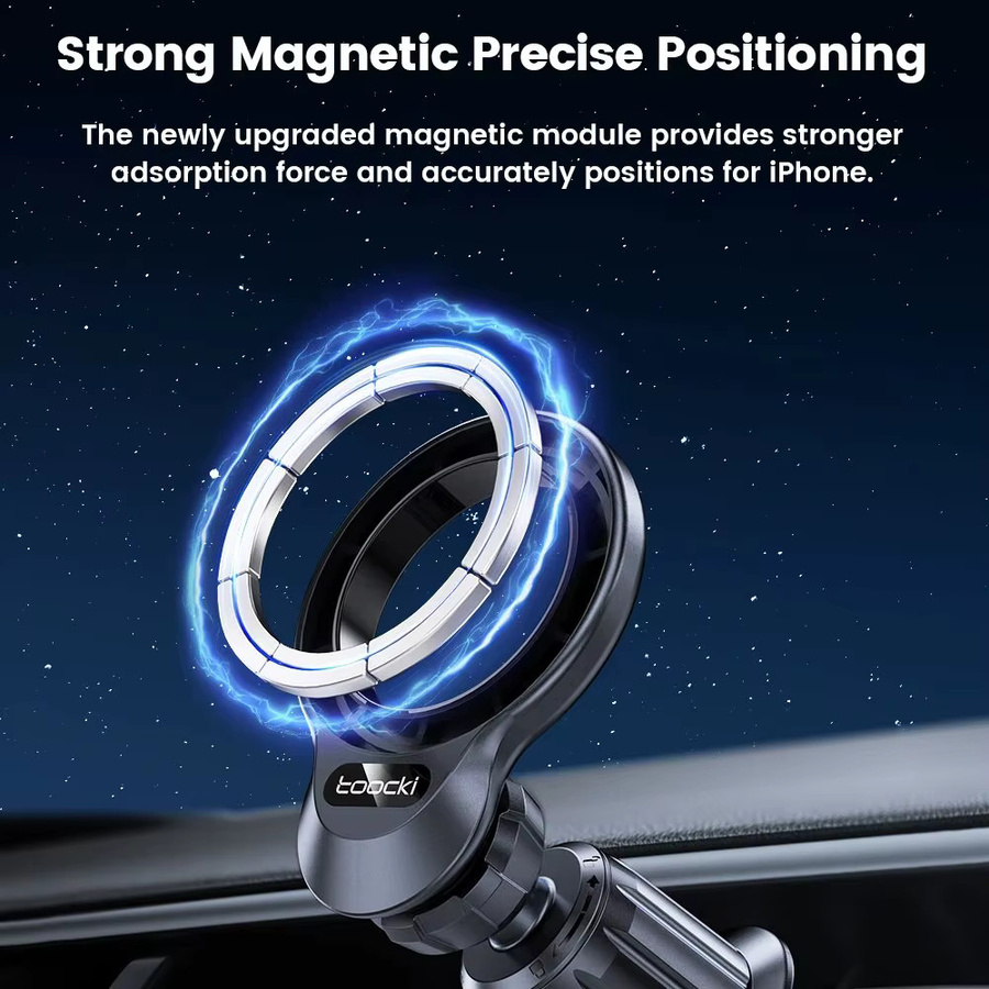 Toocki Magnetische Autotelefonhalterung für Lüftungsschlitze in Schwarz mit GPS-Unterstützung für iPhone, Samsung, Xiaomi, Huawei und Realme - Bild 2
