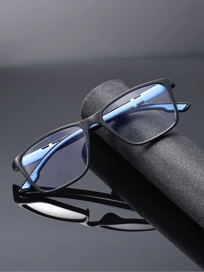 Hindfield Lesebrillen, 2er-Pack, Unisex, Vollrand, rechteckig, Kunststoff, blau/rot/schwarz - Bild 2