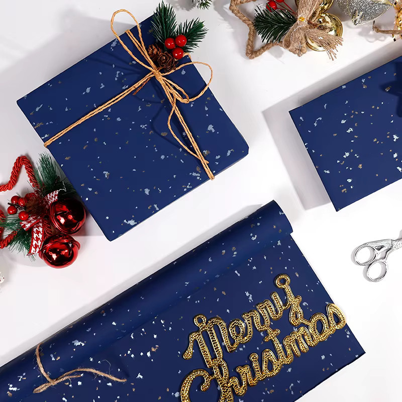 Geschenkpapierrolle in Marineblau mit Goldfolien-Design für Geburtstag, Hochzeit und Party, Breite: 43,18 cm, Länge: 304,8 cm - Bild 5