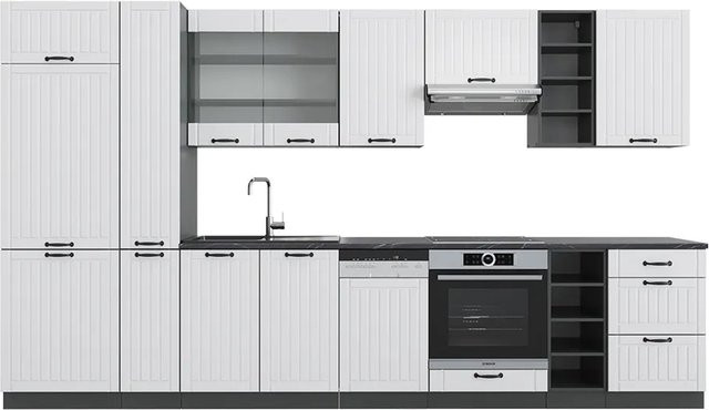 Vicco Fame-Line Küchenzeile im Landhausstil in Weiß und Anthrazit, Breite: 355 cm - Bild 1