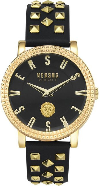 Versus Damenuhr, Quarz, Edelstahl, 37 mm, Leder, Schwarz, Gold - Bild 1
