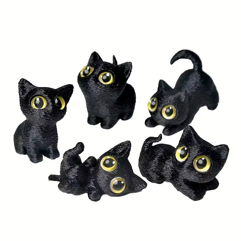 5er-Set Syxing Katzen-Dekofiguren in Weiß, 3D-gedruckte Mini-Katzen-Statuen aus Kunststoff für Desktop und Wohnzimmer - Bild 5