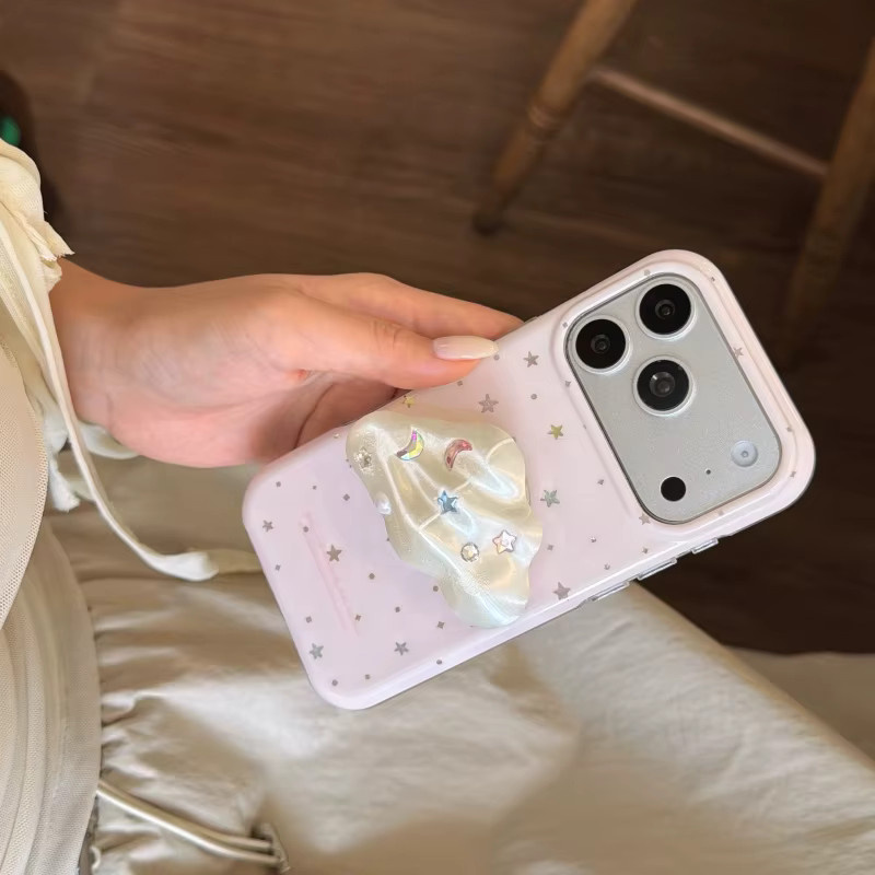 FCLOVERS Handyhülle für iPhone 17 16 15 14 13 Pro Max mit rosa Diamant-Sternenwolken und magnetischer Halterung - Bild 5