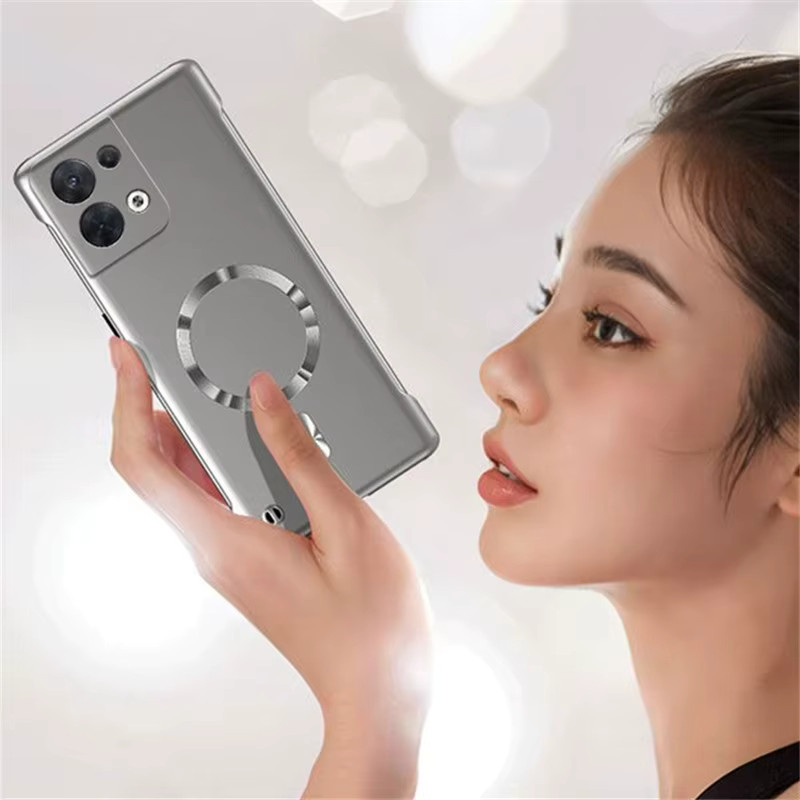 Ultradünne magnetische Metall-Handyhülle für Oppo Reno 6 8, Find X3 Neo Lite X5 X6 X7 X8 Pro Ultra mit Magsafe-Funktion in Silber - Bild 3