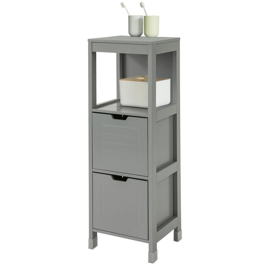 SoBuy Badezimmerschrank Grau mit offenem Fach und zwei Körben FRG127-SG, B/T/H: 30 x 30 x 90 cm - Bild 2