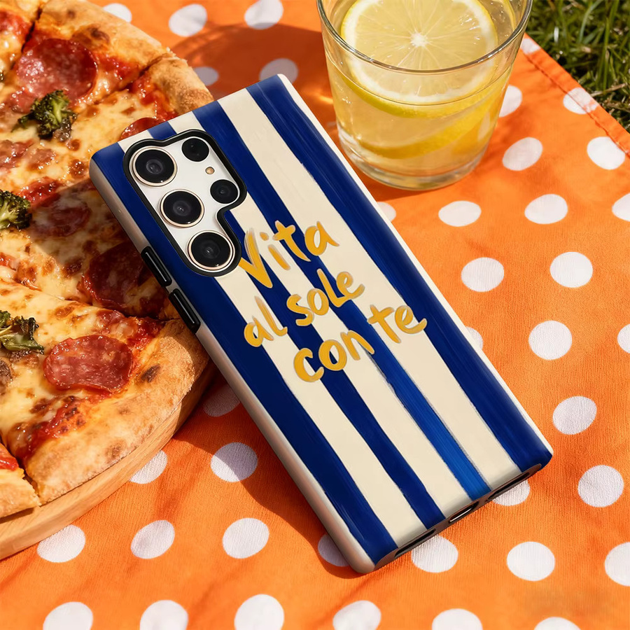 Vita Al Sole Con Te Handyhülle für Samsung Galaxy S25 Ultra, S24 und S23 Ultra Plus in Blau mit glänzender doppellagiger Rückseite - Bild 4
