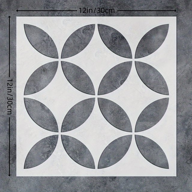 2 Stück geometrische Kreis-Wanddekorationsschablone in Weiß, wiederverwendbare DIY Schablone für Airbrush-Farbe und Bodenfliesen, Durchmesser: 30 cm - Bild 1