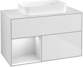 V&B Waschtischunterschrank Finion mit Wandbeleuchtung, Farbe: Weiß lackiert, Breite: 100 cm, Tiefe: 60,3 cm - Bild 1