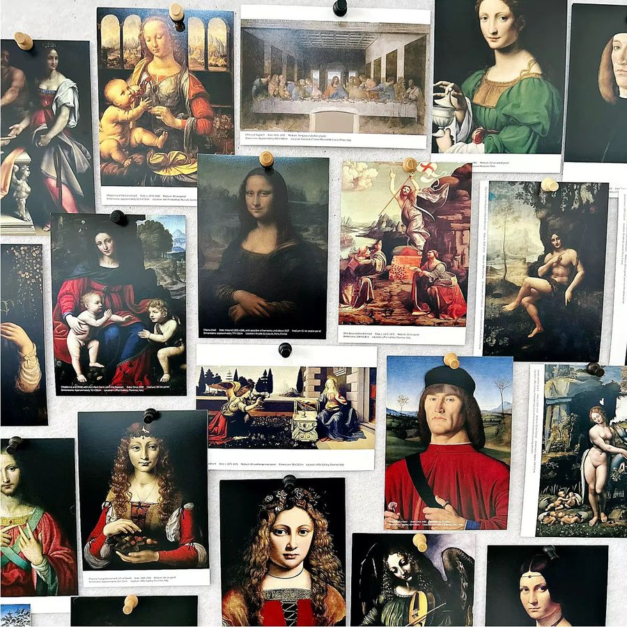 30-teiliges nbyinto Leonardo Da Vinci Kunstpostkarten-Set mit klassischen Ölgemälden in Multicolor - Bild 2