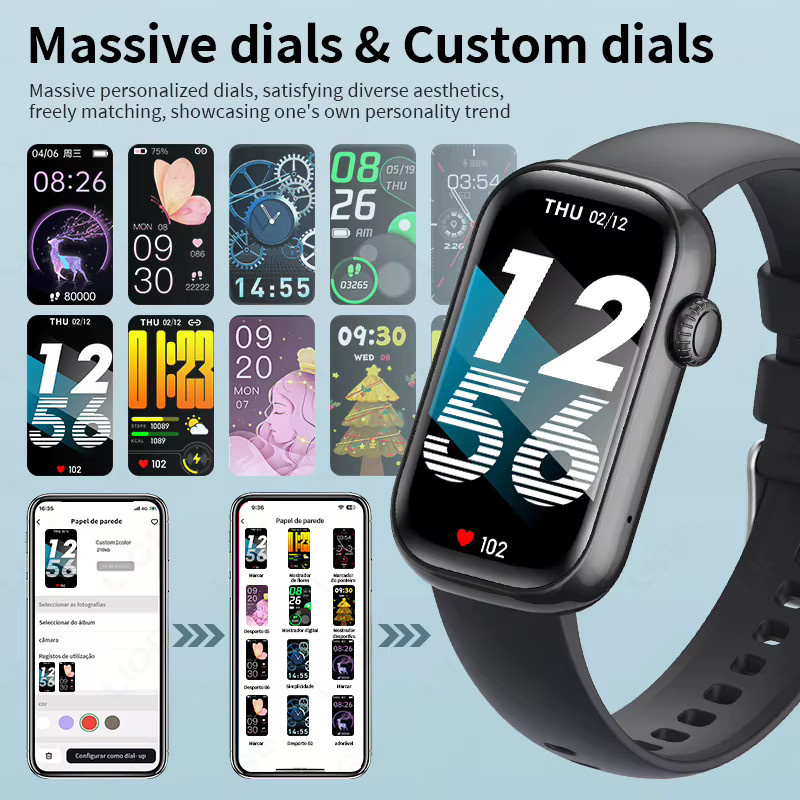 LIGE Smartwatch Unisex Smart Armband mit Herzfrequenz- und Blutsauerstoffmessung, Wasserdicht, Bluetooth, kompatibel mit Android und iOS, in Pink und Schwarz - Bild 2