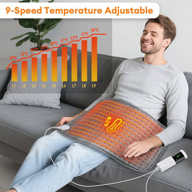 AFDEAL Elektrisches Heizkissen in Grau mit 9 Temperaturstufen, 4 Modi und Timer, B/H: 60 x 30 cm - Bild 1