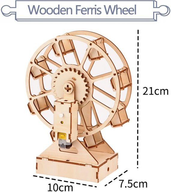 Binchi Keji Travel Holz DIY Elektrische Riesenrad Puzzle, 3d Modell, ab 6 Jahren - Bild 1
