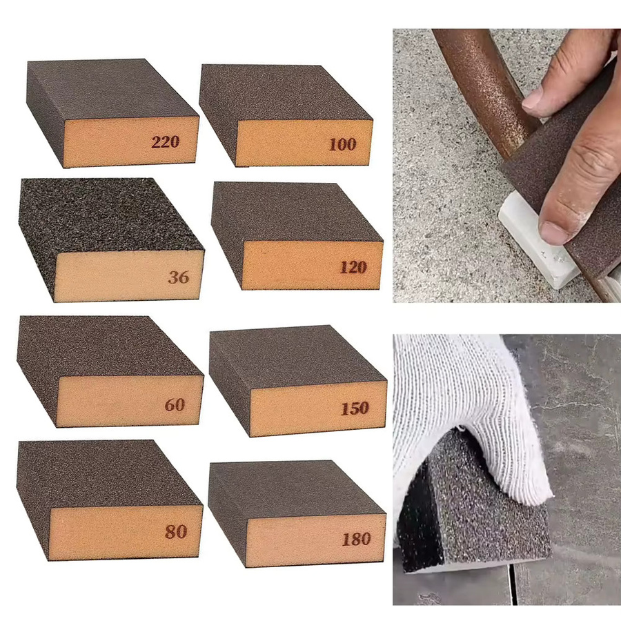 Schleifschwammblock für Holz, Metall und Kunststoff, Körnung 36 bis 220, braun, nass und trocken anwendbar - Bild 3