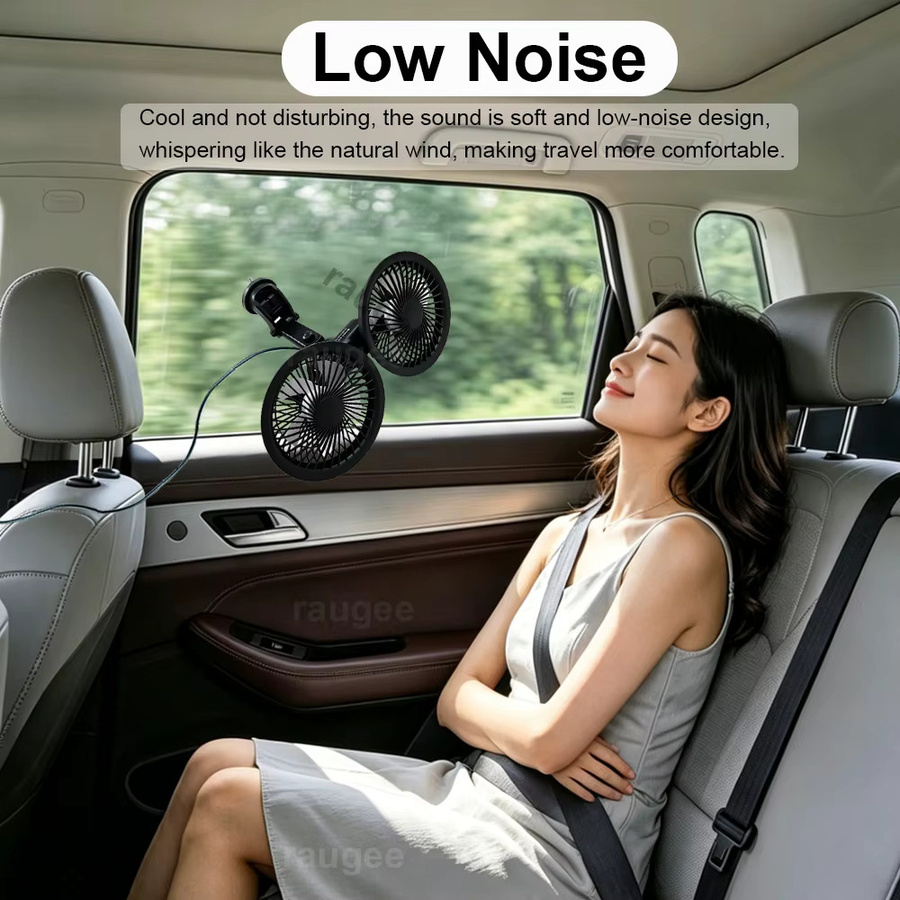 Bcomfy Mini Auto-Ventilator mit Doppelkopf, 3 einstellbare Geschwindigkeiten, 360 Grad drehbar und USB-Anschluss, Schwarz - Bild 5