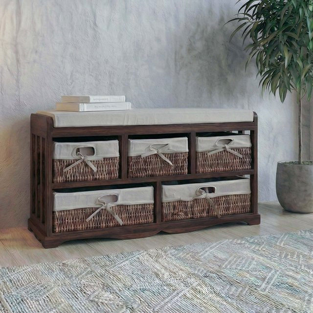 MCW Kommode und Sitzbank mit 5 Schubladen in Braun im Shabby-Look, B/H/T: 45 x 77 x 36 cm - Bild 1