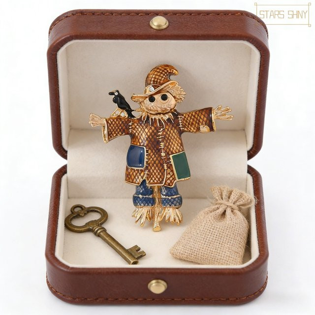 SKEDS Brosche Vogelscheuche, Messing, Bunt, Unisex - Bild 1