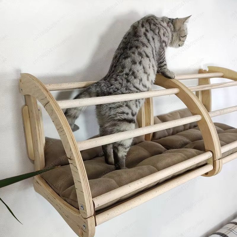 Ins Wind Wandbehang Katzennest aus Holz als Wandmontage Katzenklettergerüst - Bild 2