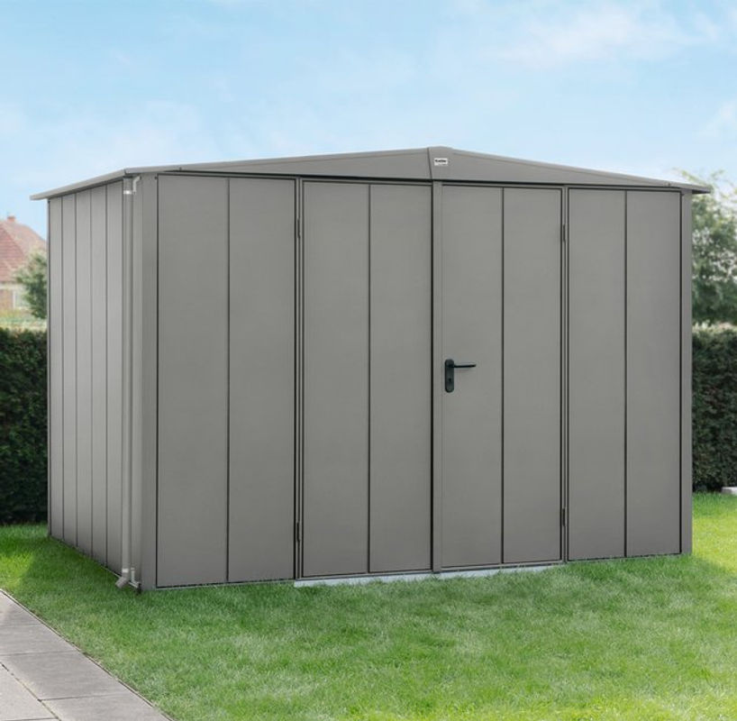 Ecostar Gerätehaus Elegant-S aus Metall in Grau mit Doppeldoor und Giebeldach, B/H/T: 302,8 x 219,4 x 238 cm - Bild 2