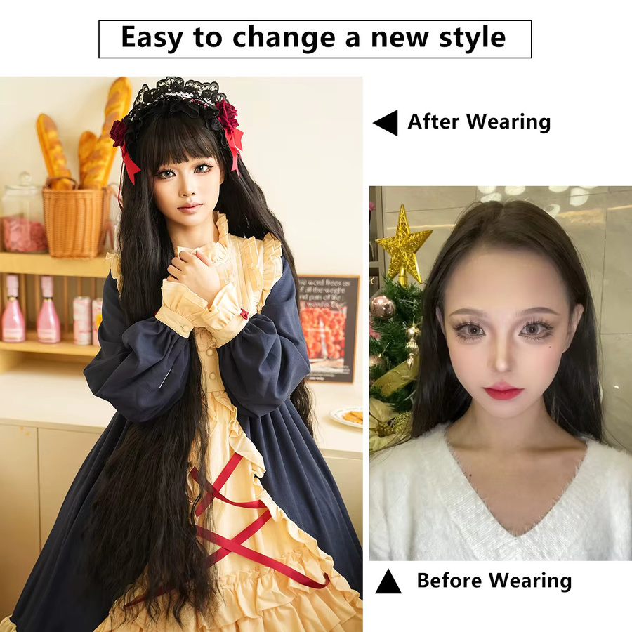 7JHH WIGS Perücke, schwarz, Wasserwellenmuster, Damen - Bild 5