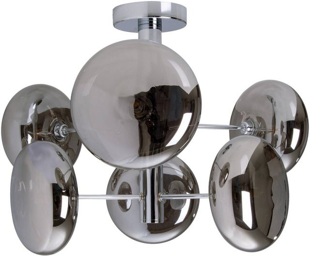 Näve Leuchten Deckenleuchte Orion aus Chrom und Glas, silberfarben, B/H/T: 53 x 38 x 53 cm, 6 G9 Brennstellen - Bild 1