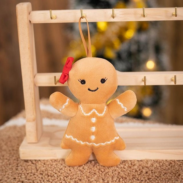 Kidsly Weihnachts-Lebkuchenmann Plüschtier in Braun als Weihnachtsdekoration und Geschenk für Kinder - Bild 1