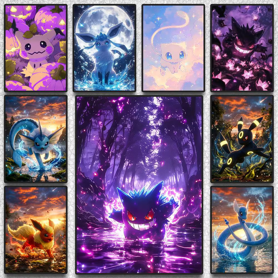 Pokemon Anime Totodile Wandkunst HD-Leinwand von Bandai, mehrfarbige Illustration als wasserfester Druck für deine Heimdekoration - Bild 3