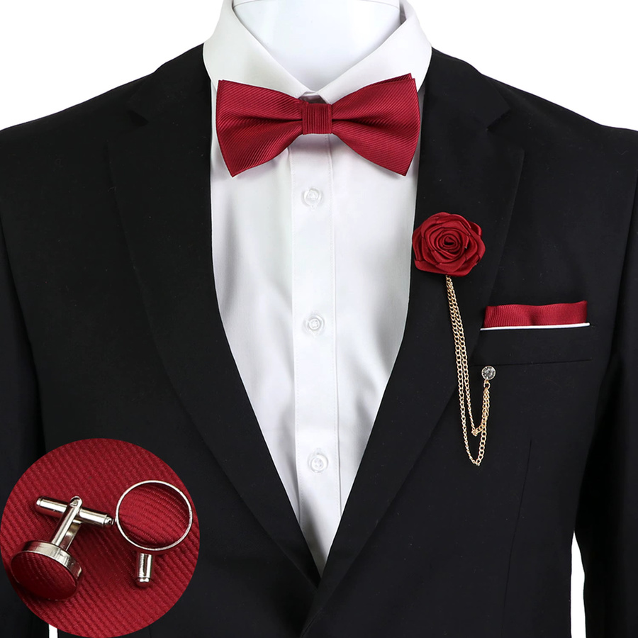 ZLQ&GOU Schmuck-Set, Bowtie, Manschettenknöpfe, Brosche, Unisex - Bild 2