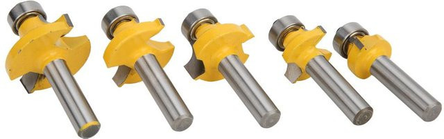 TOMTOP 5er Set Router Bits mit 8mm Schaft aus Legierung für abgerundete Ecken in Gelb - Bild 1