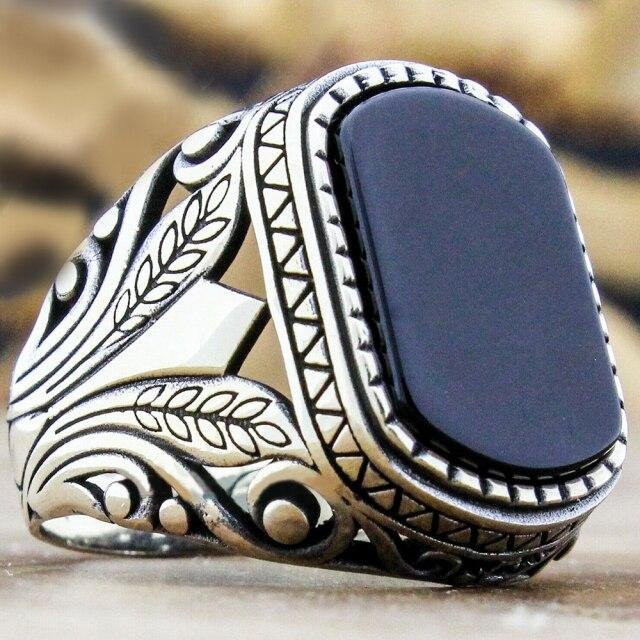 Ring Türkisperlen, Messing, Silber, Zirkonia, Unisex, Vintage - Bild 1