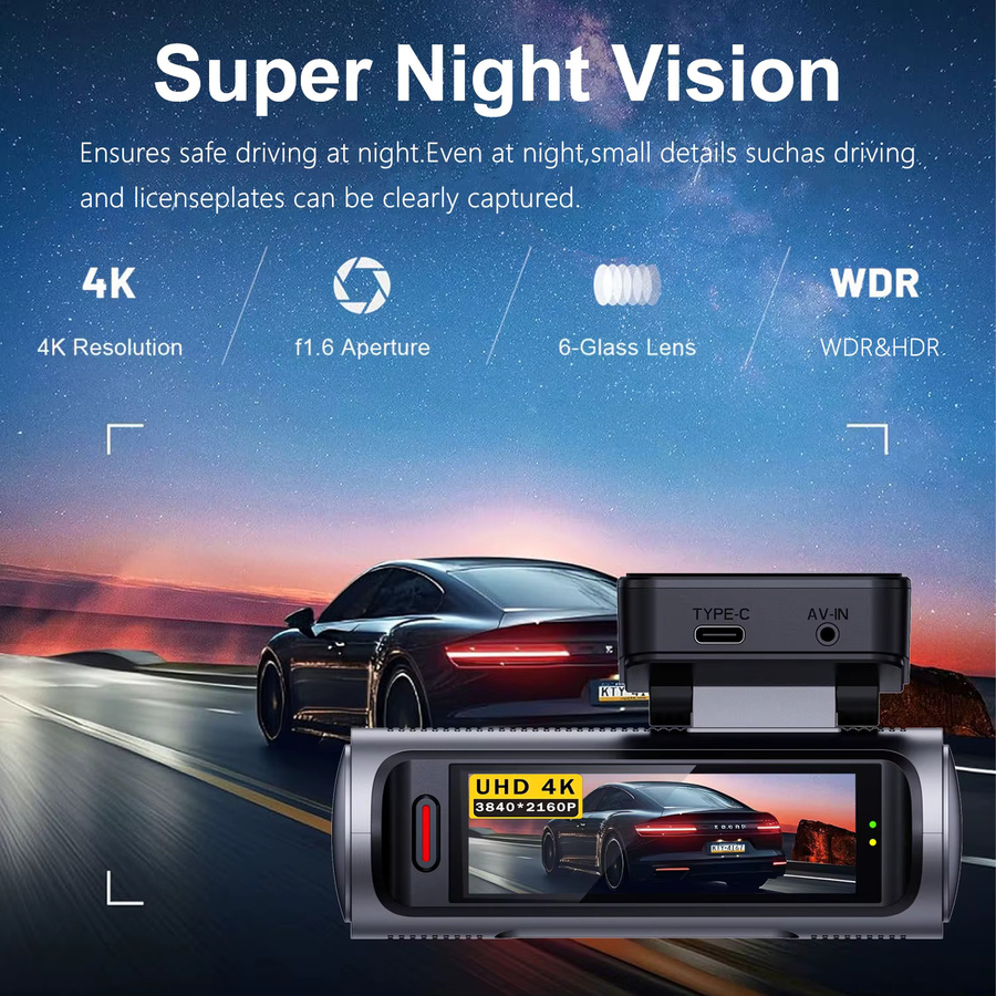 MYOLSD Dual-Objektiv 4K+4K Dashcam mit 5G Wi-Fi, GPS und 24H Parküberwachung in Schwarz - Bild 4
