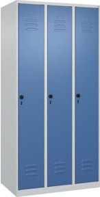 C+P Spind Classic PLUS Garderobenschrank mit 3 Abteilen, Farbe Fernblau, H x B x T: 185 x 90 x 50 cm - Bild 1