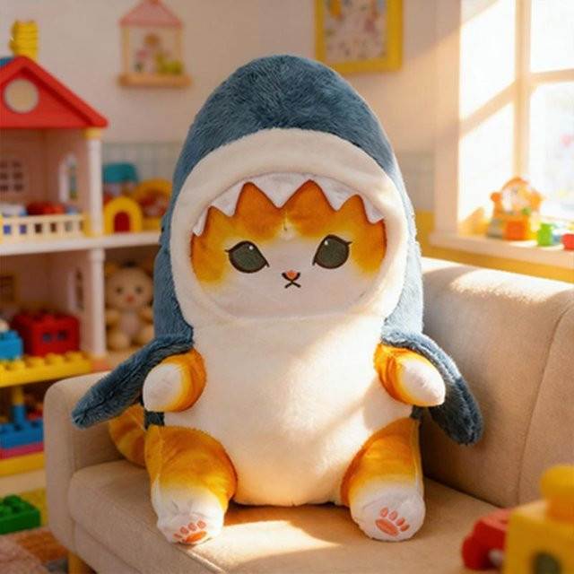 Yiran toy Kleine Katze mit Haifischmaske, Plüschtier, ab 0 Jahren - Bild 1