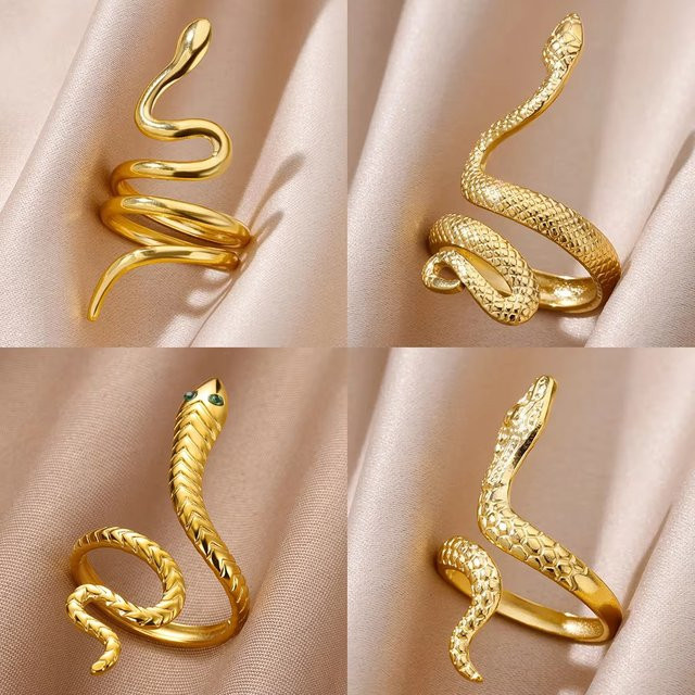 HPTOTMG Schlange Ringe, Edelstahl, Gold, Unisex, Vintage - Bild 1